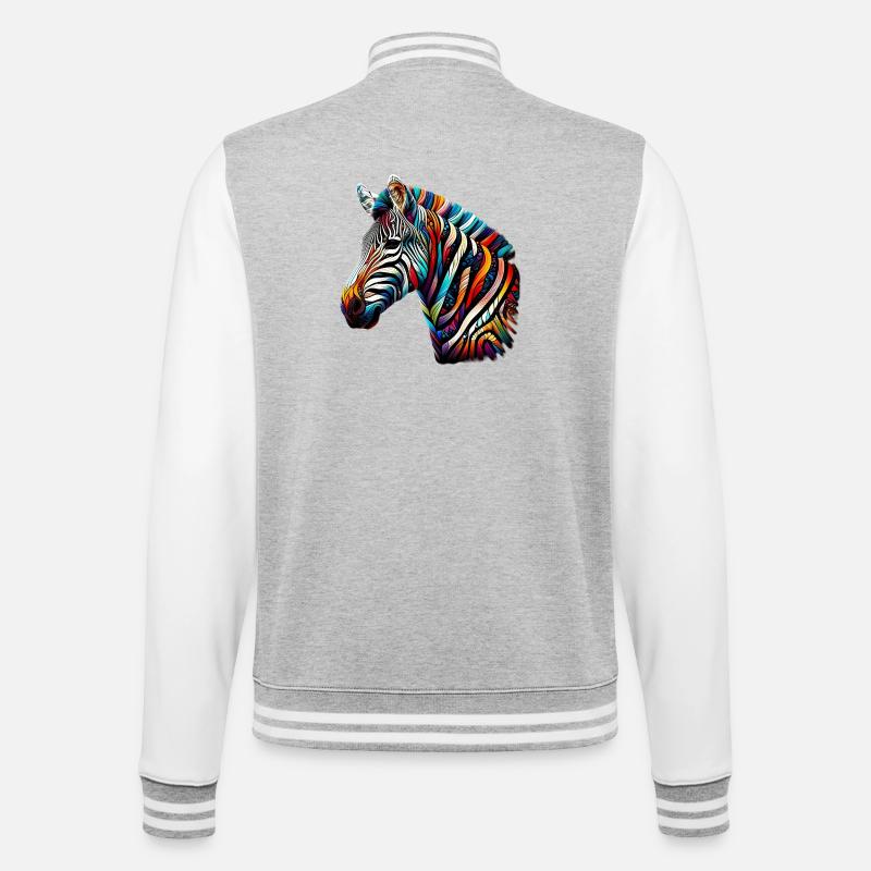 Zebra - College-Sweatjacke - Grau meliert/Weiß