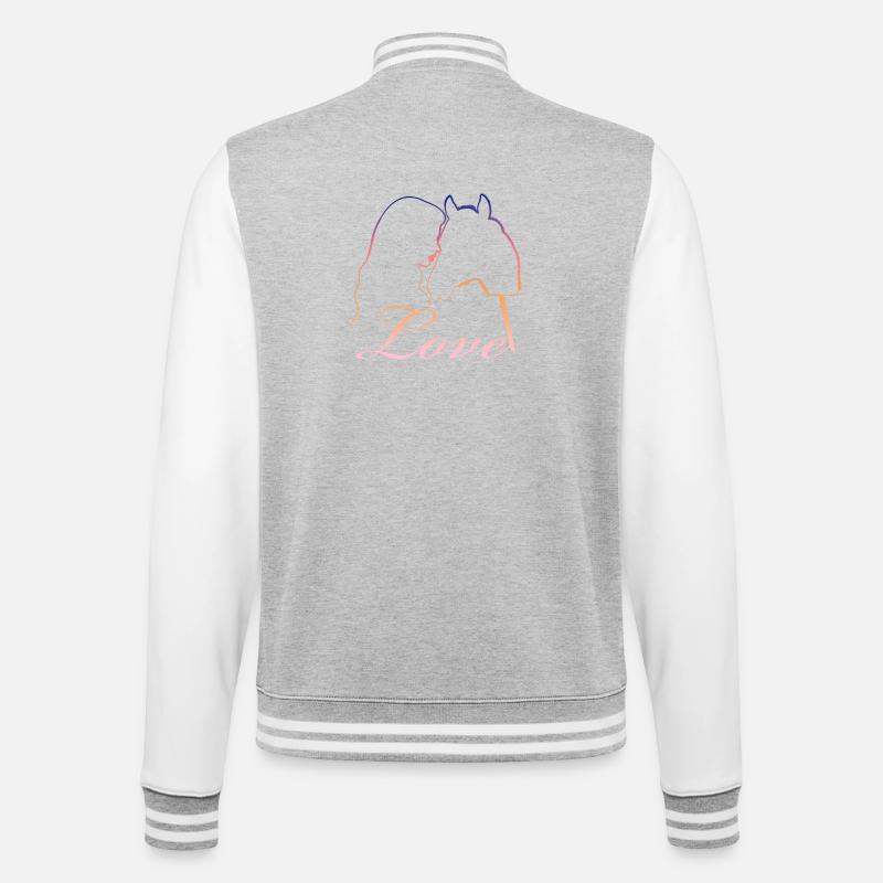 Love Mädchen Pferdekopf - College-Sweatjacke - Grau meliert/Weiß