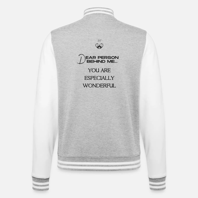 Nächstenliebe - College-Sweatjacke - Grau meliert/Weiß