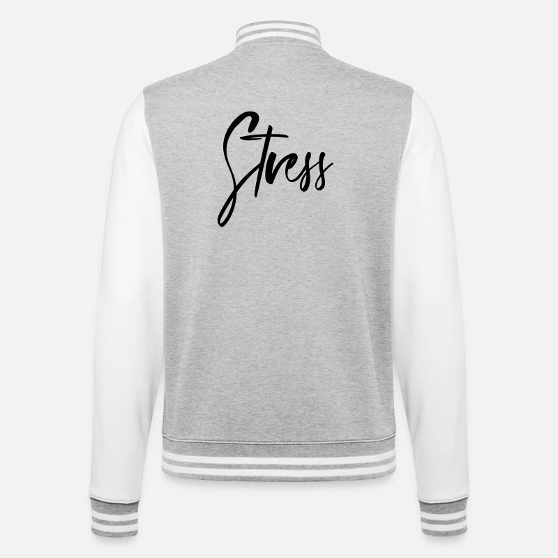 Stress - College-Sweatjacke - Grau meliert/Weiß