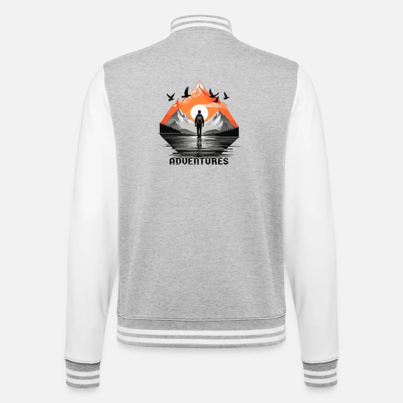 Abenteuer Reise - College-Sweatjacke - Grau meliert/Weiß