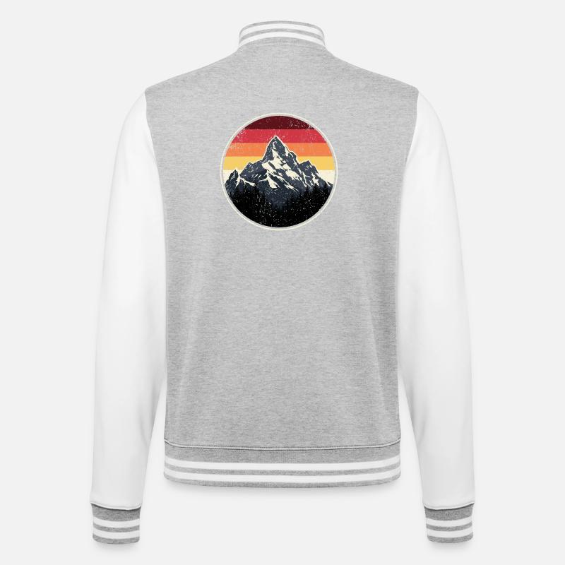 Mountain Sunset Retro Badge - College Sweat Jacket - heather grey/white