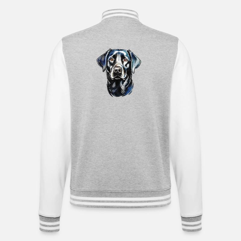 Labrador Retriever Portrait - College-Sweatjacke - Grau meliert/Weiß