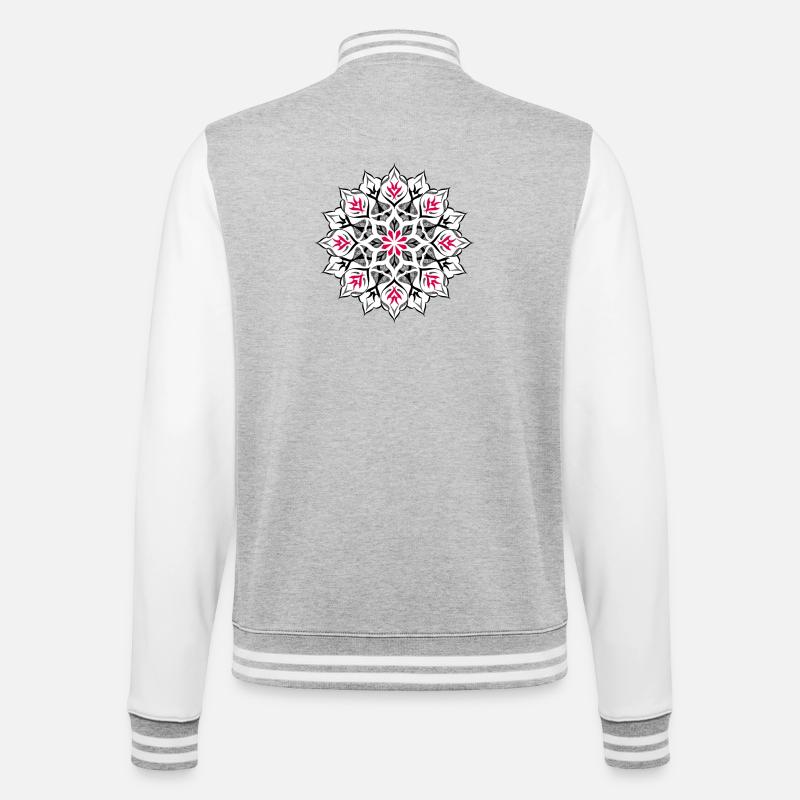 Dotwork mandala design - College Sweat Jacket - heather grey/white