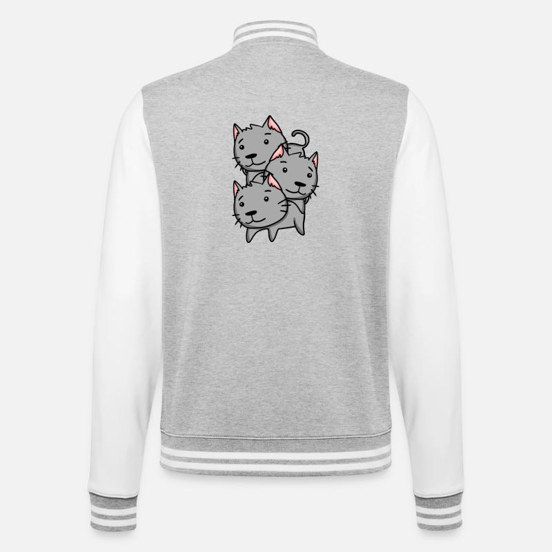 Katze Katzen - College-Sweatjacke - Grau meliert/Weiß