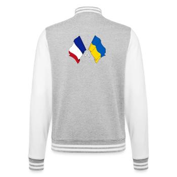 Drapeau de la France et drapeau de l’Ukraine - Veste Teddy - gris chiné / blanc - Dos - Marisol (170cm)