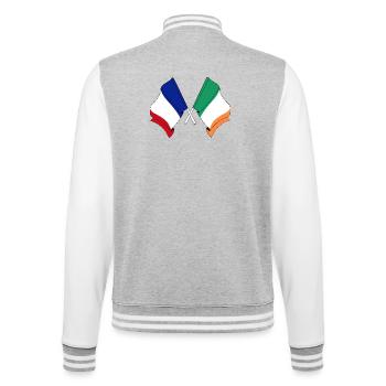 Drapeau de la France et drapeau de l’Irlande - Veste Teddy - gris chiné / blanc - Dos - Marisol (170cm)