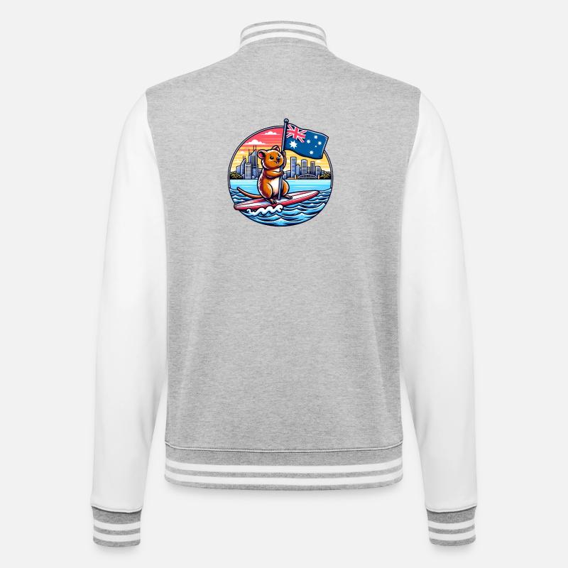 Design de surf australien Quokka - Veste Teddy - gris chiné / blanc