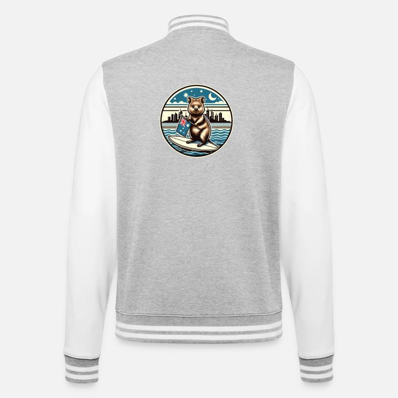 Design de surf australien Quokka - Veste Teddy - gris chiné / blanc
