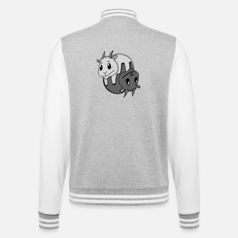 Yin Yang Zeichen Ziege - College-Sweatjacke - Grau meliert/Weiß