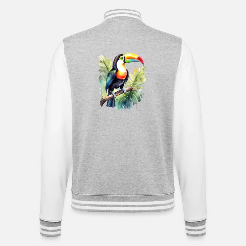 Aquarelle de Toucan - Veste Teddy - gris chiné / blanc