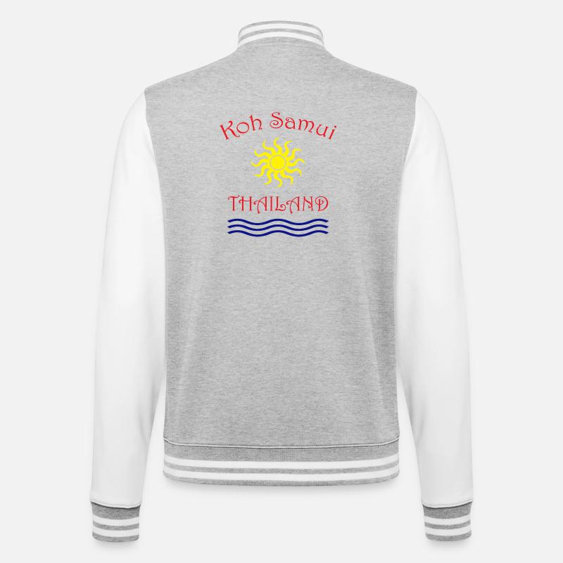 Koh Samui Sun and Wave Design - College Sweat Jacket - heather grey/white