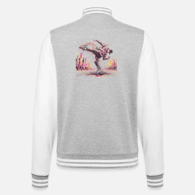 BREAK DANCING - College Sweat Jacket - heather grey/white