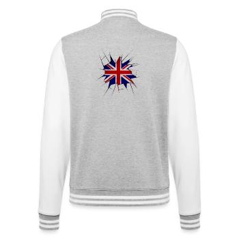 Drapeau Union jack verre brisé - Veste Teddy - gris chiné / blanc - Dos - Marisol (170cm)