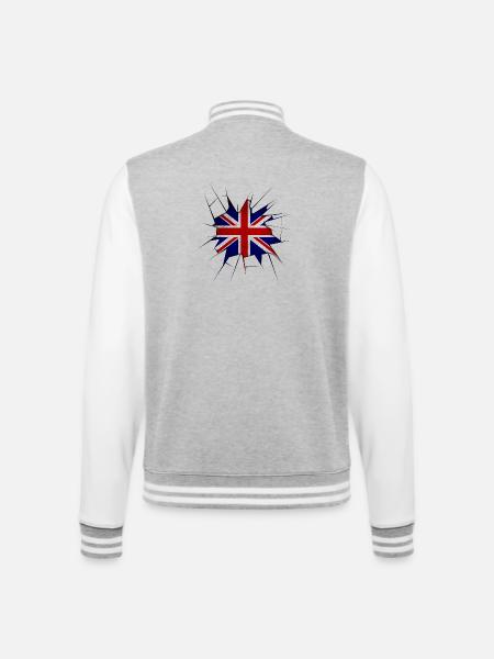 Union Jack Flagge zerbrochenes Glas - College-Sweatjacke - Grau meliert/Weiß