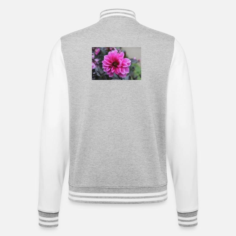 Dahlia rose rose fleur, fleur - Veste Teddy - gris chiné / blanc