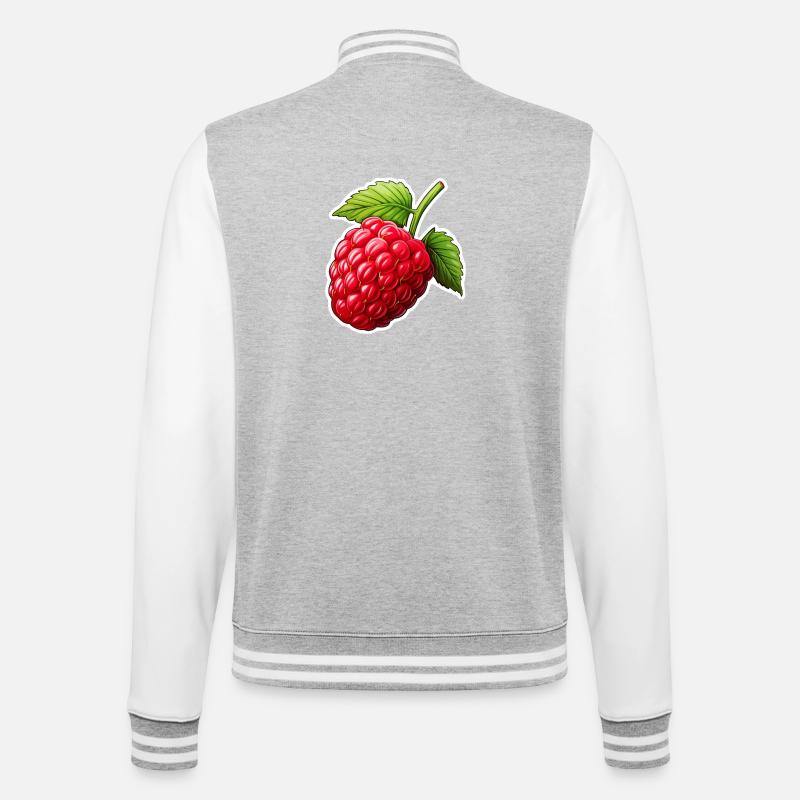 Himbeere einzeln - College-Sweatjacke - Grau meliert/Weiß