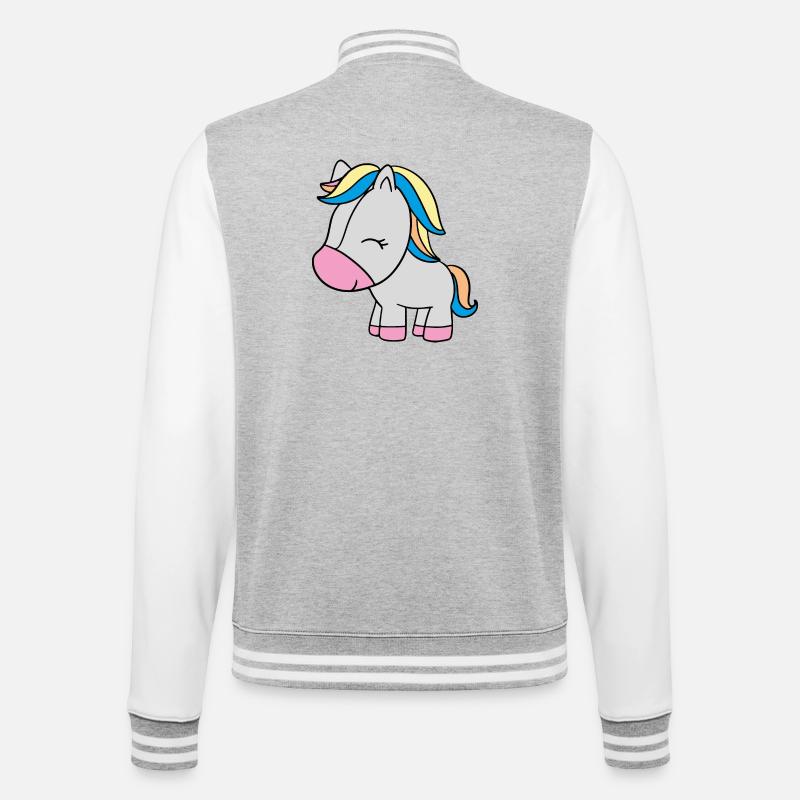 kleines Einhorn - College-Sweatjacke - Grau meliert/Weiß