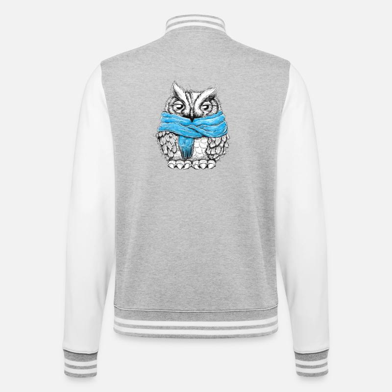 Owl with scarf - College Sweat Jacket - heather grey/white