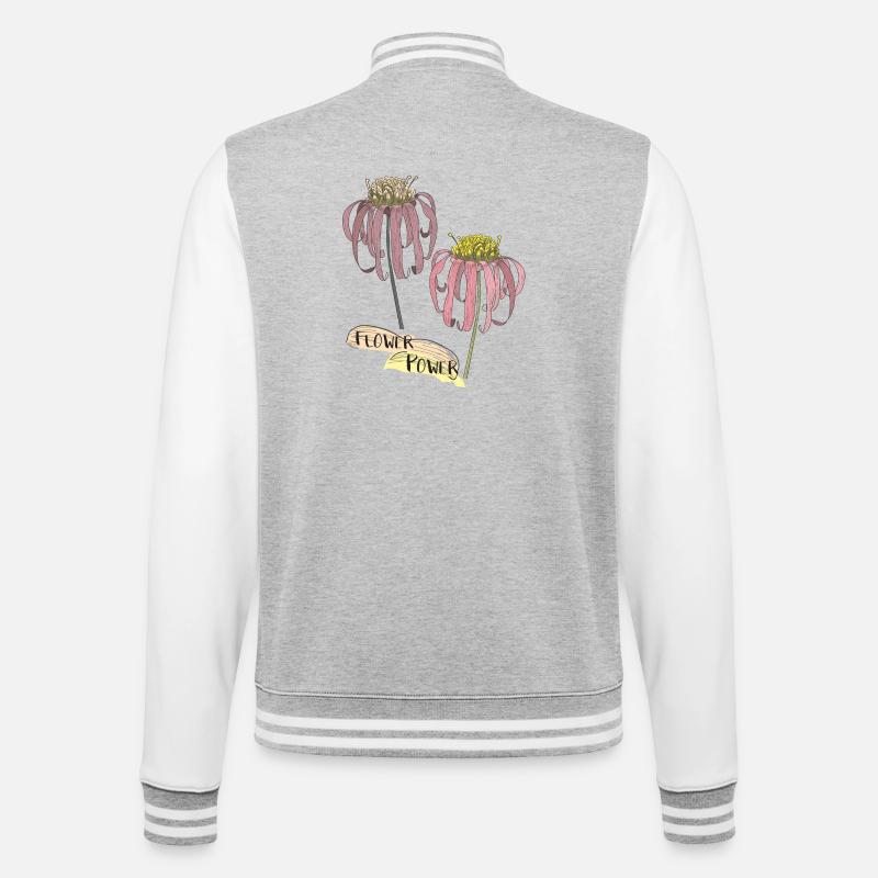 Echinacea, Sonnenhut - College-Sweatjacke - Grau meliert/Weiß