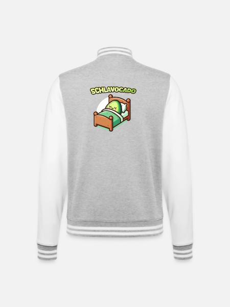 SCHLAVOCADO - Schlafbekleidung - College-Sweatjacke - Grau meliert/Weiß