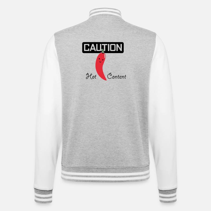 CAUTION HOT CONTENT > Vectorgraphic - College-Sweatjacke - Grau meliert/Weiß