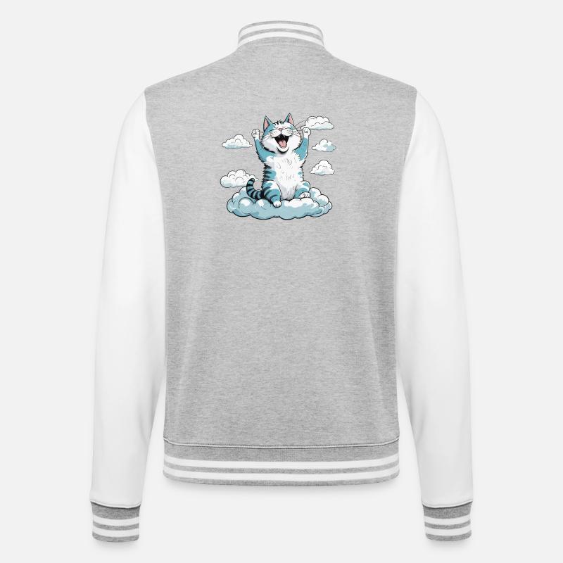 Cat waking up, cat humor! - College Sweat Jacket - heather grey/white