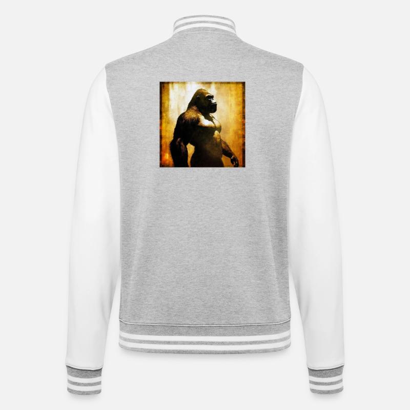Gorilla 03 - College-Sweatjacke - Grau meliert/Weiß