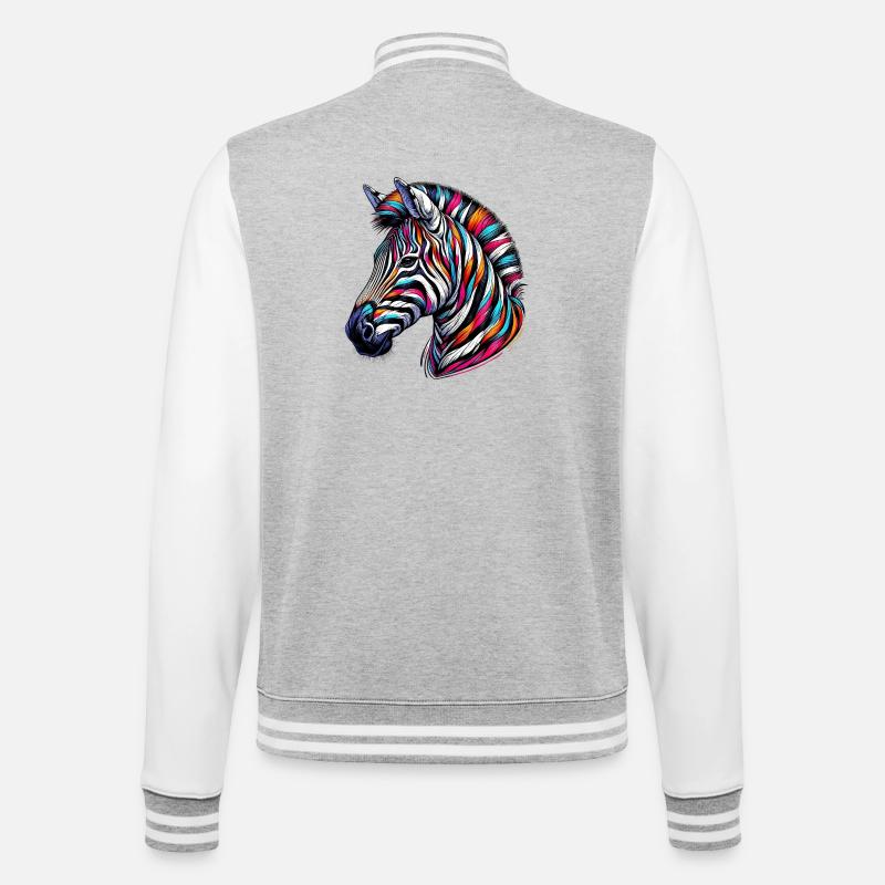 Zebra - College-Sweatjacke - Grau meliert/Weiß