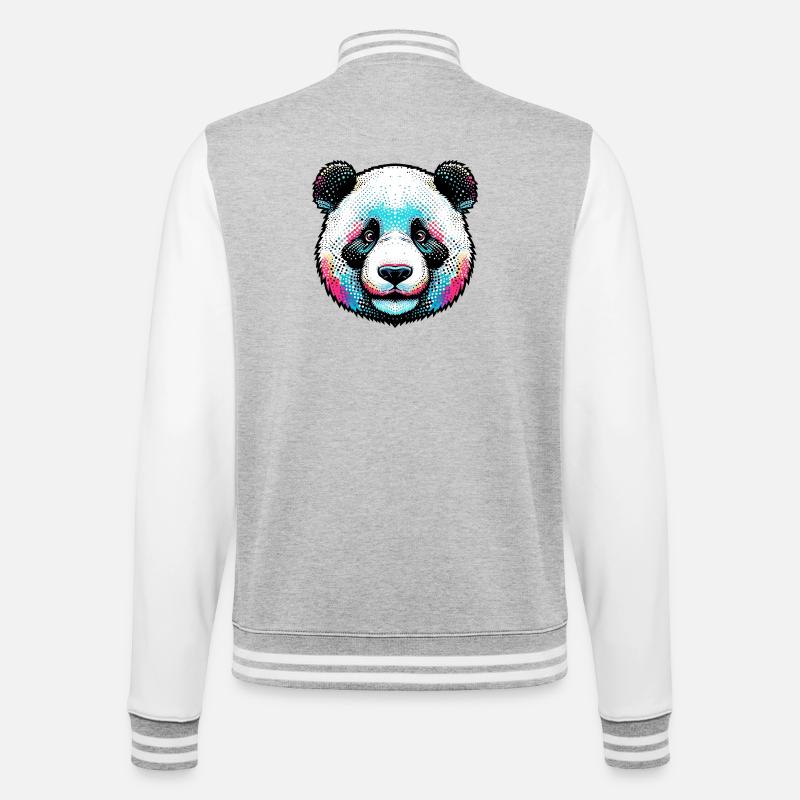 Panda - College Sweat Jacket - heather grey/white