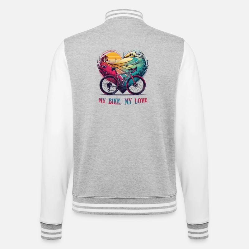 Mon vélo, mon amour. Saint-Valentin 2024 - Veste Teddy - gris chiné / blanc
