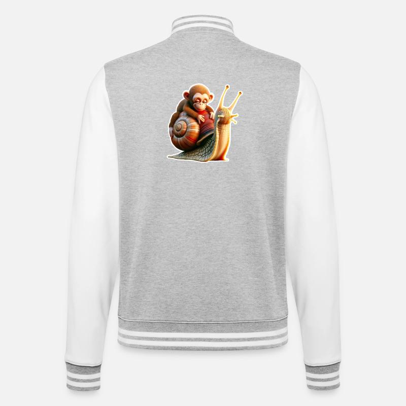 Singe sur l’escargot : amitié joueuse - Veste Teddy - gris chiné / blanc