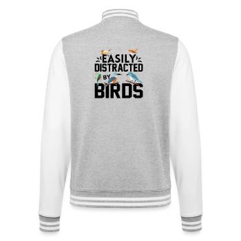 Leicht von Vögeln abgelenkt - College-Sweatjacke - Grau meliert/Weiß - Hinten - Marisol (170cm)