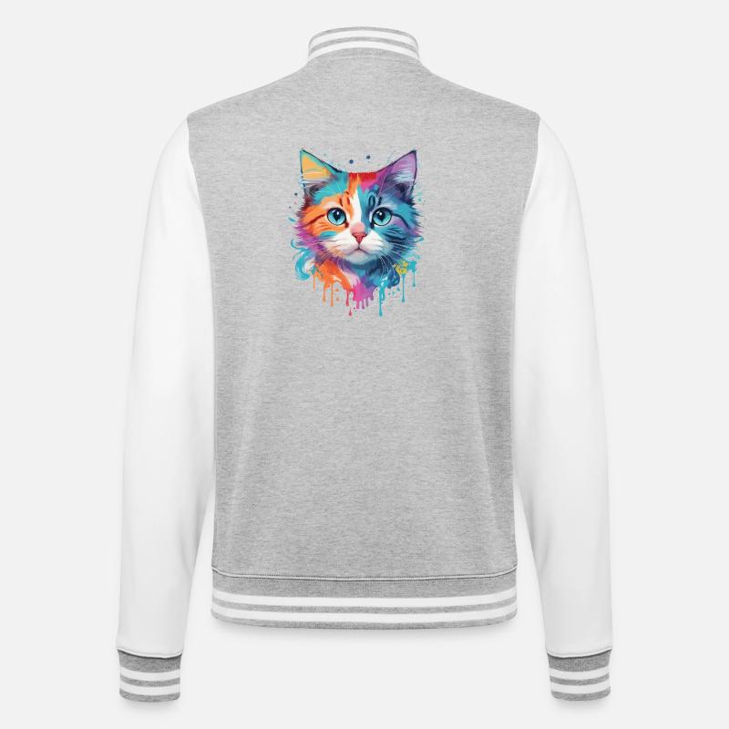 Chat mignon - Veste Teddy - gris chiné / blanc