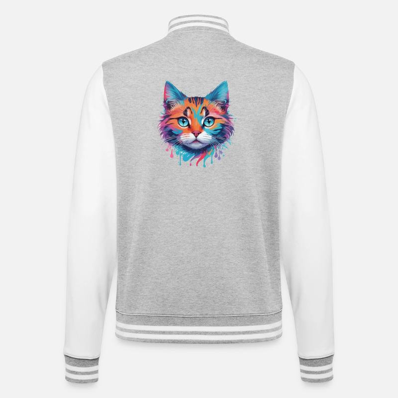 Chat mignon - Veste Teddy - gris chiné / blanc