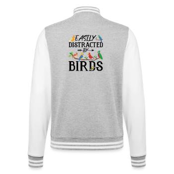 Leicht von Vögeln abgelenkt - College-Sweatjacke - Grau meliert/Weiß - Hinten - Marisol (170cm)