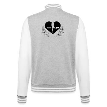 Split Heart Floral Border - College Sweat Jacket - heather grey/white - Back - Marisol (170cm)