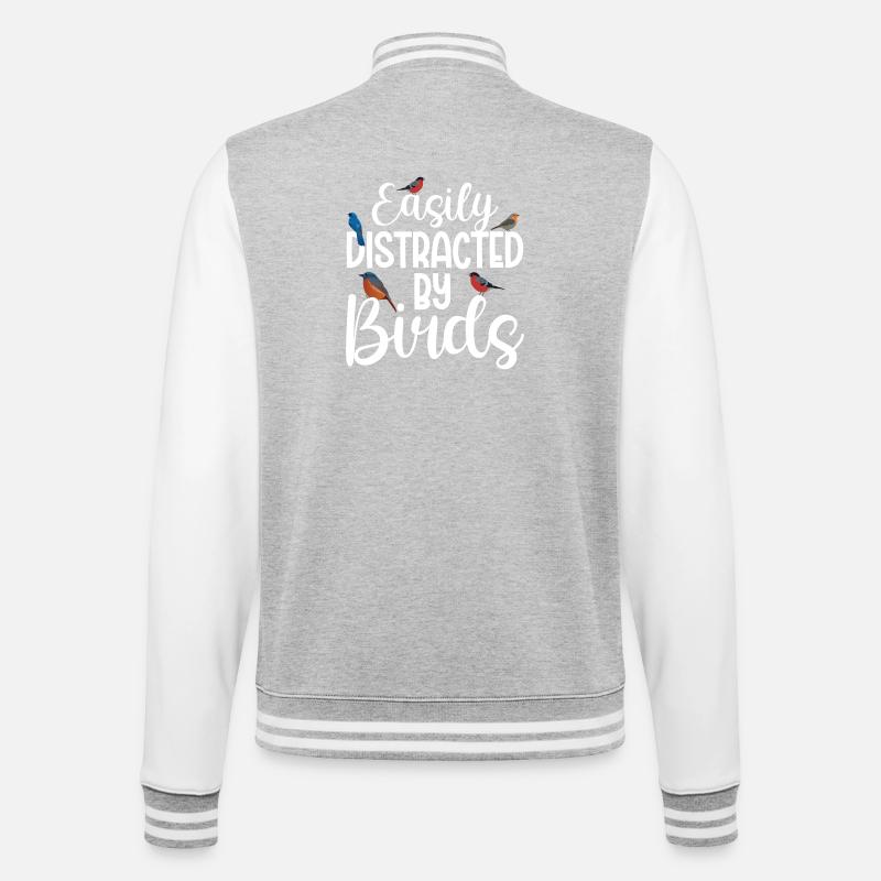Facilement distrait par les oiseaux - Veste Teddy - gris chiné / blanc