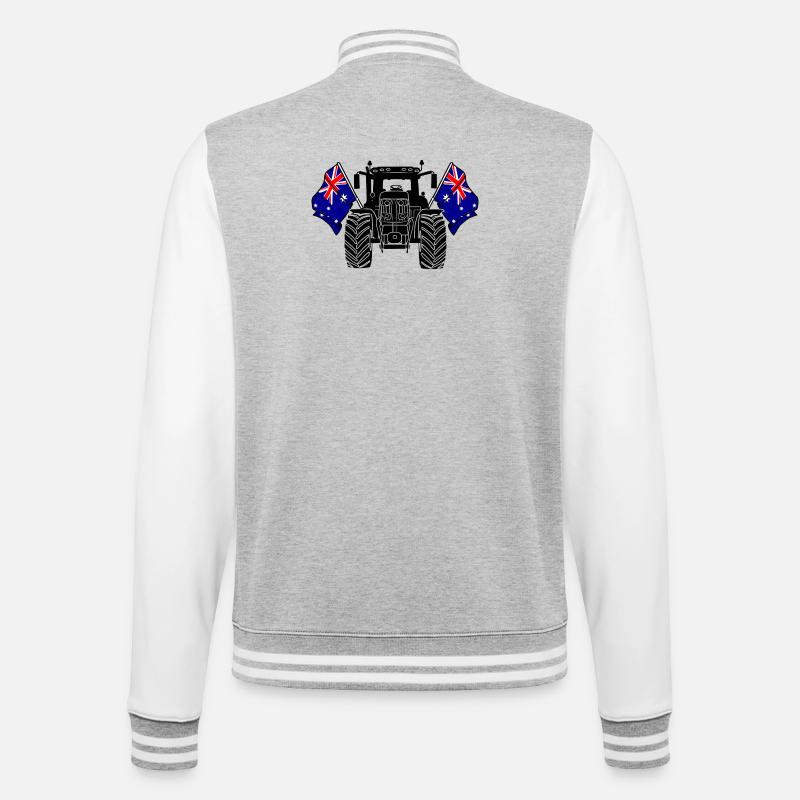 Traktor zwei Flaggen Australien - College-Sweatjacke - Grau meliert/Weiß