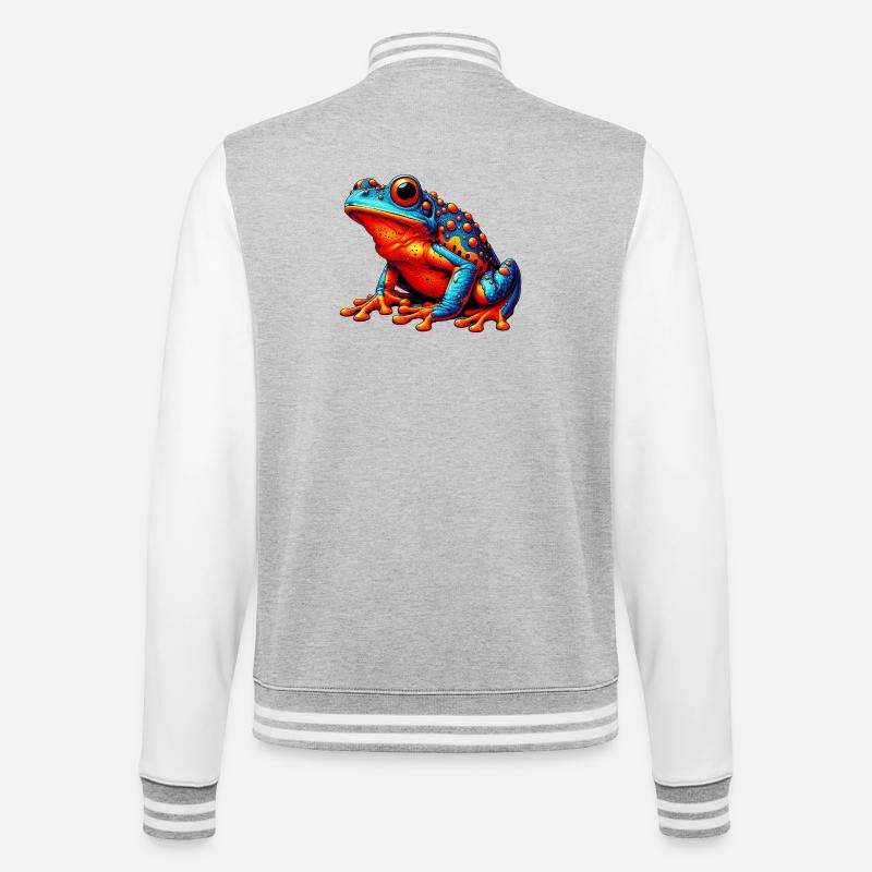 Frosch - College-Sweatjacke - Grau meliert/Weiß