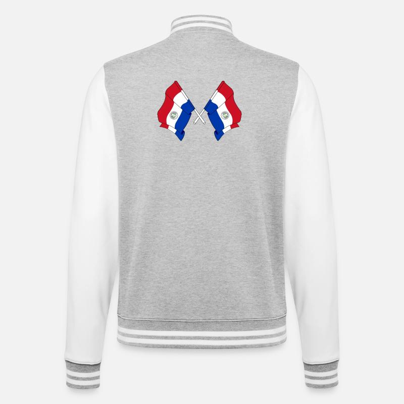 Deux drapeaux croisés du Paraguay - Veste Teddy - gris chiné / blanc