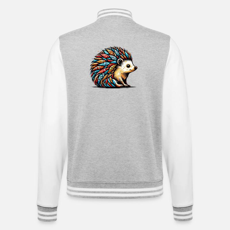Igel - College-Sweatjacke - Grau meliert/Weiß