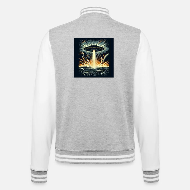 Der Krieg der Welten - College-Sweatjacke - Grau meliert/Weiß