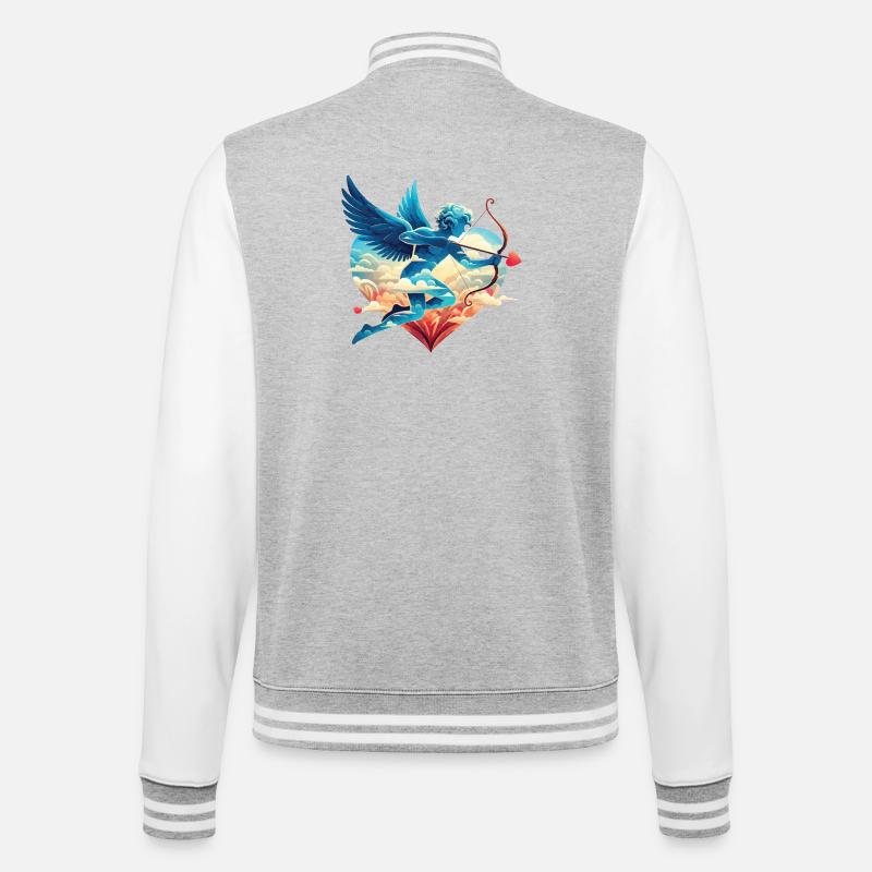 Cupidon céleste aux ailes rêveuses - Veste Teddy - gris chiné / blanc