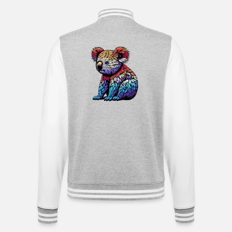 Koala - College-Sweatjacke - Grau meliert/Weiß