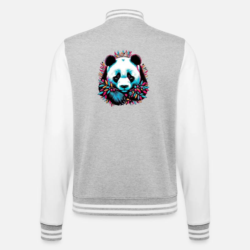 Panda - College Sweat Jacket - heather grey/white