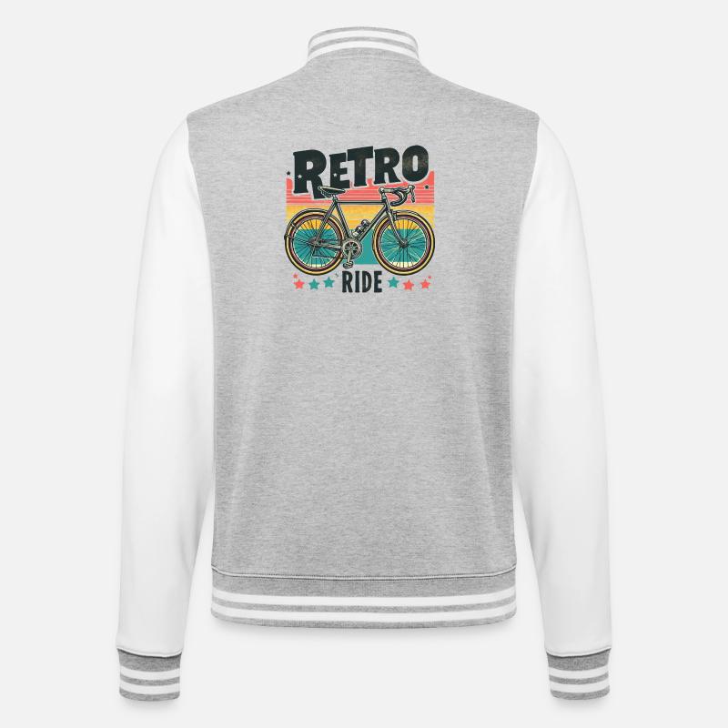 Retro Bicycle with Sunset Background - College Sweat Jacket - heather grey/white
