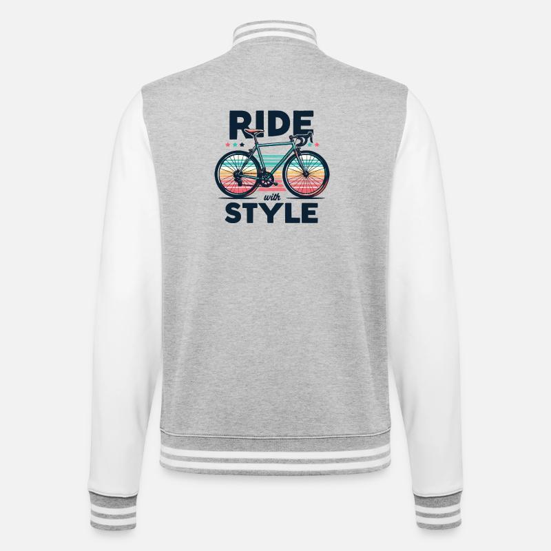 Ride with Style Bicycle Design - College Sweat Jacket - heather grey/white