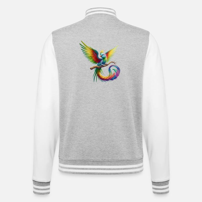 Paradiesvogel (01) - College-Sweatjacke - Grau meliert/Weiß