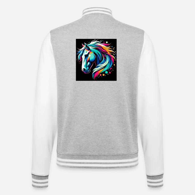 Horse - College Sweat Jacket - heather grey/white